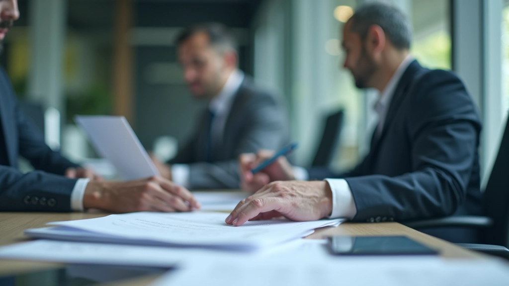 Financial analyst reviewing Malaysia sovereign debt reports and credit rating documents in modern office setting