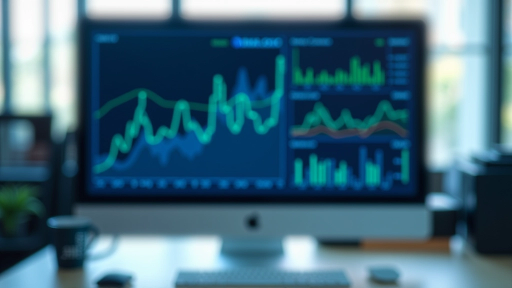 Financial charts and graphs displayed on computer monitors showing debt trends and economic data analysis
