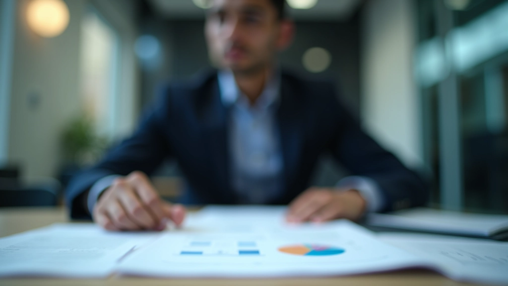 Banker or financial analyst reviewing bond portfolio documents showing yield calculations and maturity schedules