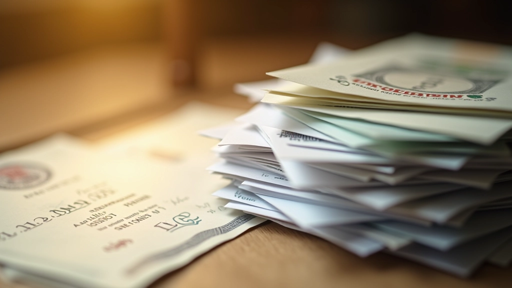 Stack of government bond certificates and securities documents with official seals and official Malaysian government markings