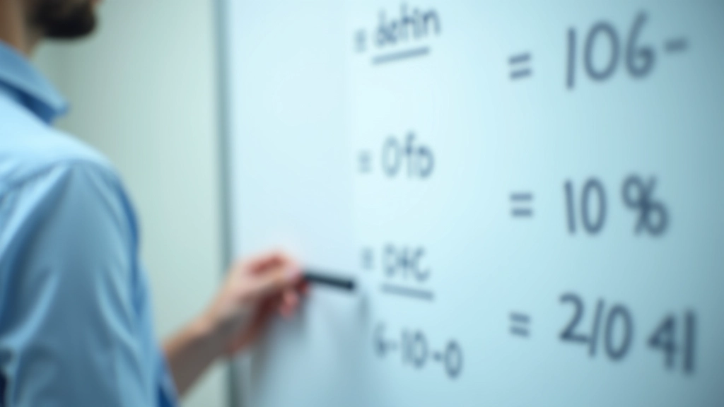 Mathematical formulas and calculations displayed on whiteboard showing debt-to-GDP ratio computation methods